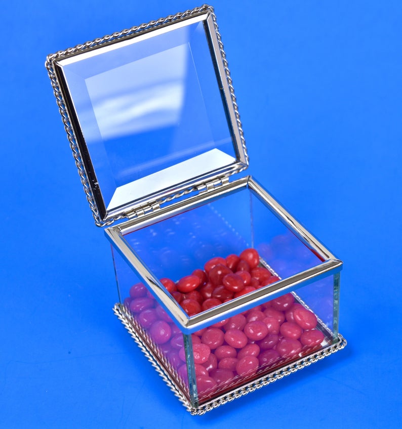 Small Glass Display Box Jewelry Box Bridesmaid Gift Mother Etsy