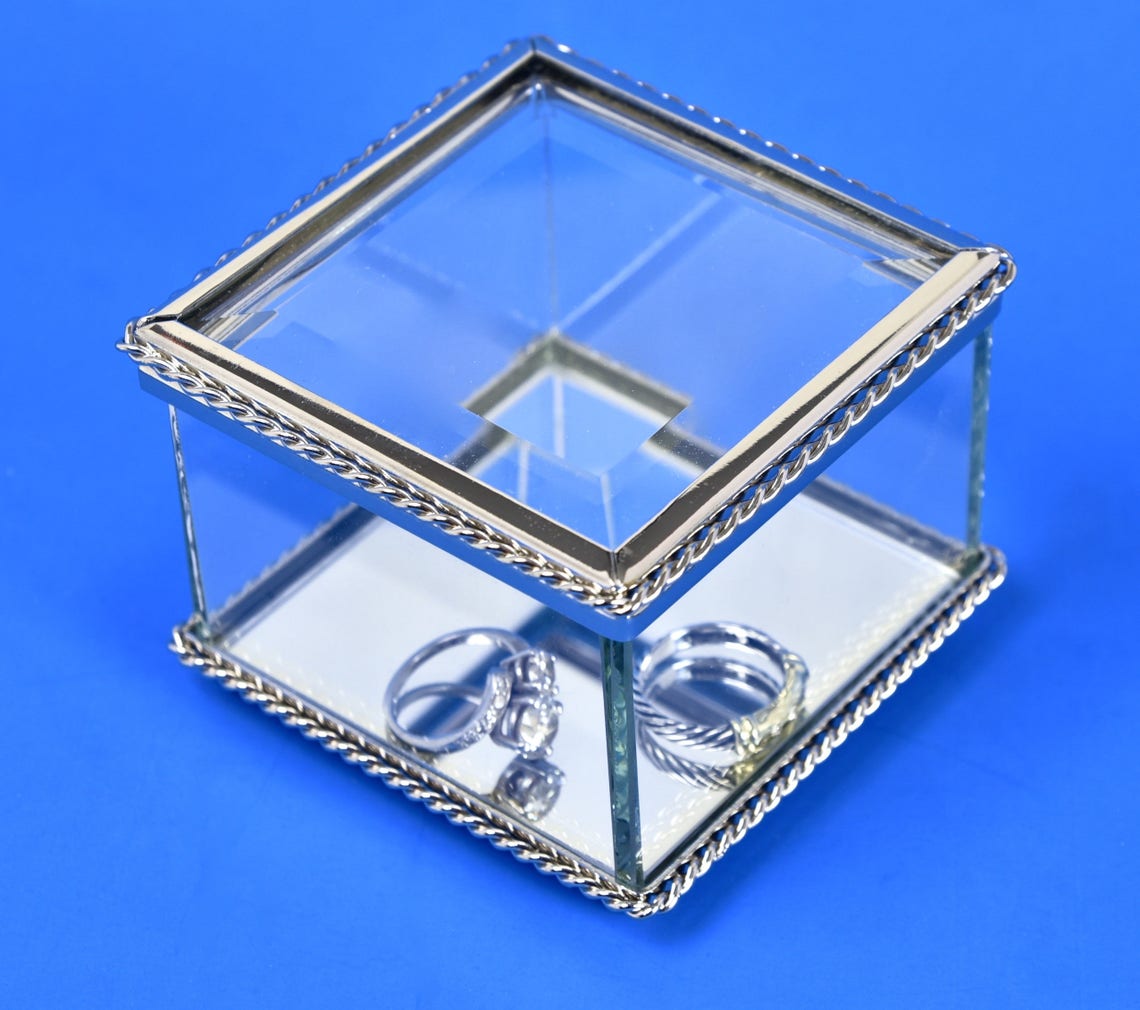 Small Glass Display Box Jewelry Box Bridesmaid Gift Mother Etsy