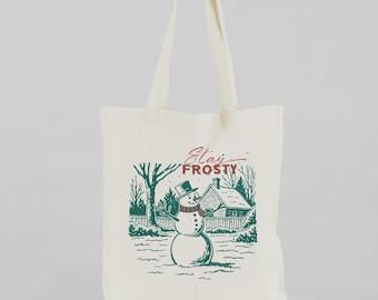 Stay Frosty Retro-Weihnachtstasche mit Vintage-Schneemannmotiv