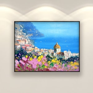 Positano Painting on Canvas, Original Art, Impressionist Italy Art, Seascape Painting, Living Room Wall Art, Large Art, Anniversary Gift image 2