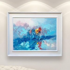 Cycling Art on Canvas, Modern and Bold Cyclists Painting, Unique Sports Wall Decor, Perfect Gift for Bike Lovers and Athletes, Gift for Him