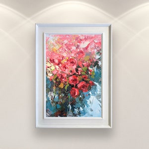 Abstract bloemen schilderij op doek originele kunst bloemen | Etsy