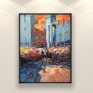 Palio di Siena Ölgemälde auf Leinwand: Italienische impressionistische Pferderennenkunst