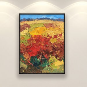 Abstract Landscape Oil Painting on Canvas – Original Modern Textured Vertical Wall Art, Large Living Room Decor, Unique Gift for Art Lovers