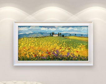 Landscape Painting on Canvas, Original Art, Oil Painting, Floral Wall Art, Italy Wall Art, Wall Decor, Bedroom Wall Art, Gift for Her