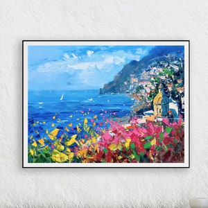 Positano Art Prints, Canvas Art, Seascape Prints, Italy Prints, Impressionist Art, Living Room Wall Art, Large Wall Art, Original Art Gift image 2