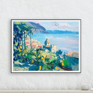 Positano Art, Wall Art Prints, Amalfi Coast, Italy Art, Lemon Tree Art, Seascape Wall Art, Floral Art, Kitchen Wall Art, Wall Decor Art image 2