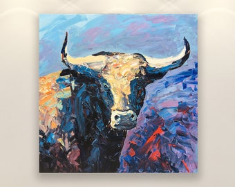 Bull Art Print, Wall Art Print, Animal Art, Art Print, Bull Poster, Farmhouse Wall Decor, Kitchen Art, Wall Decor Art, Animal Lover Gift
