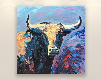 Impresión de arte de toro, impresión de arte de pared, arte animal, impresión de arte, póster de toro, decoración de pared de granja, arte de cocina, arte de decoración de pared, regalo para amantes de los animales