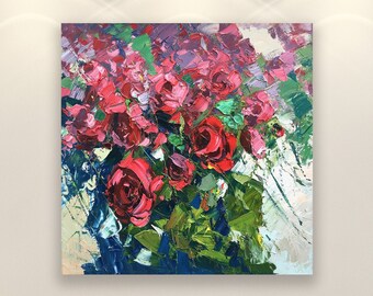 Red Roses Prints, Art Print, Floral Wall Art, Flower Art Print, Wall Art Prints, Bedroom Wall Art, Wall Decor Art, Square, Gift for Women