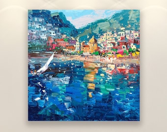 Impresión de Positano, impresiones de arte de pared, impresión de la costa de Amalfi, impresiones de Italia, impresión de paisaje marino, decoración de pared para sala de estar, arte de decoración de pared, regalo de aniversario
