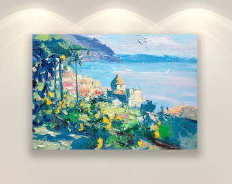 Positano Art, Wall Art Prints, Amalfi Coast, Italy Art, Lemon Tree Art, Seascape Wall Art, Floral Art, Kitchen Wall Art, Wall Decor Art