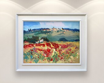 Castellina in Chianti Landscape Panting on Canvas, Original Painting, Tuscany Painting, Italy Painting, Country Painting, Large Room Art