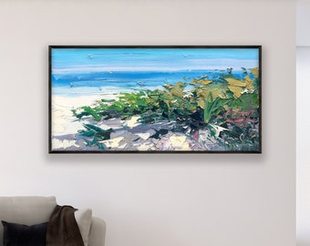 Beach Painting Canvas, Original Art, Seascape Painting, Coastal Wall Art, Impressionist Art, Nature Painting, Living Room Art, Large Art