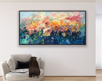Flowers Painting on Canvas, Original Painting, Floral Wall Art, Roses Art, Flower Art, Modern Art, Home Painting, Wall Decor Living Room