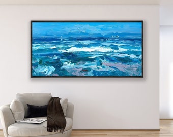 Ocean Painting on Canvas, Original Art, Abstract Art, Beach Wall Art, Ocean Wall Art, Modern Art, Living Room Wall Art, Large Wall Art, Gift