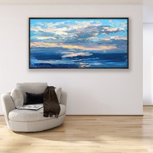 Ocean Painting on Canvas, Original Art, Seascape Painting, Sunset Painting, Impressionist Art, Modern Art, Living Room Wall Art, Large Art