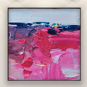 Abstract Pink Painting Print, Giclée Colorful Landscape Canvas Art, Modern Minimalist Wall Decor