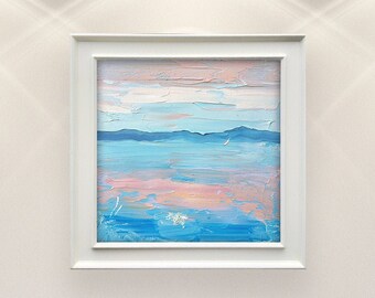 Abstract Painting on Canvas, Original Art, Sunset Painting, Ocean Art, Sea Painting, Impressionist Art, Textured, Living Room Wall Art, Gift