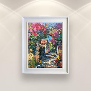 Toskanische Landschaft Ölgemälde auf Leinwand, Original Blumenkunst, italienisches Land Wandkunst, impressionistische Schlafzimmer Wandkunst, einzigartiges Geschenk für Sie
