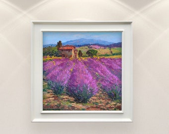 Purple Lavender Landscape Painting Lavender Art Impressionist Painting Lavender Painting Landscape Art Lavender Wall Art Landscape Wall Art