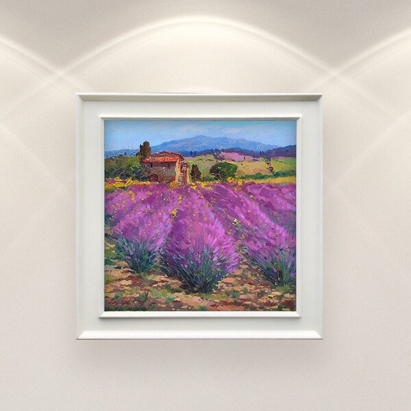 Paarse lavendel landschap schilderij lavendel kunst impressionistische schilderij lavendel schilderij landschapskunst lavendel kunst aan de muur landschap kunst aan de muur