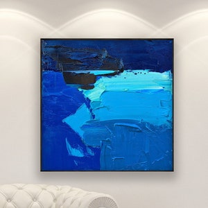 Blue Abstract Painting on Canvas, Original Art, Abstract Art, Contemporary Art, Modern Art, Textured, Living Room Wall Decor, Large Wall Art