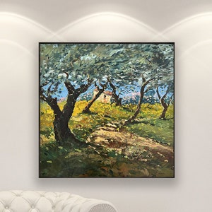 Olive Trees Painting on Canvas, Original Painting, Landscape Painting, Tuscany Painting, Impressionist Art, Living Room Wall Art, Large Art