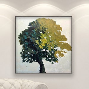 Tree Painting on Canvas, Original Art, Nature Painting, Tree of Life, Modern Art, Living Room Wall Art, Large Wall Art, Square Painting