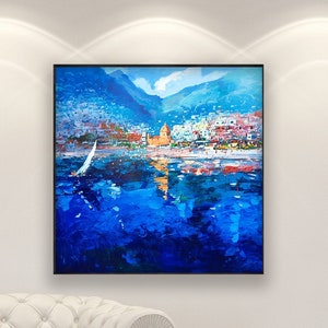 Positano Painting on Canvas, Original Painting, Amalfi Coast Italy Painting, Impressionist Art, Living Room Wall Art, Large Wall Art, Gift