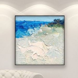 Beach Painting on Canvas, Original Painting, Abstract Art, Ocean Wall Art, Seascape Art, Modern Art, Wall Decor Living Room, Large Painting