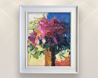 Vase of Flowers Painting on Canvas, Original Art, Still Life Painting, Floral Art, Impressionist Art, Bedroom Wall Art, Small Painting, Gift