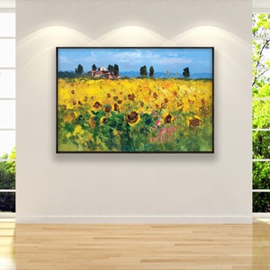 Landscape Painting on Canvas Original Art Sunflowers - Etsy