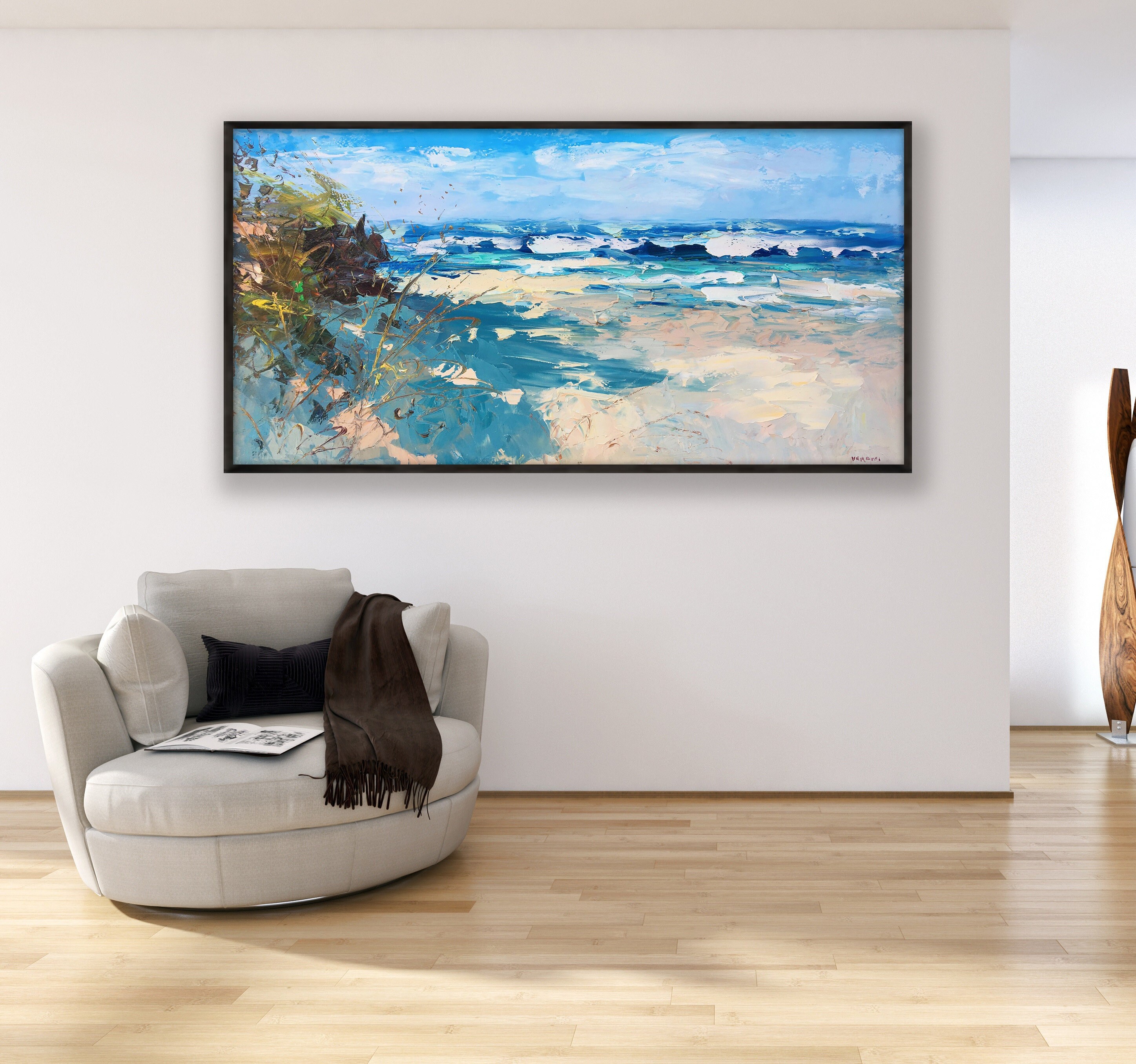 Beach Painting on Canvas Original Art Ocean Painting Modern - Etsy