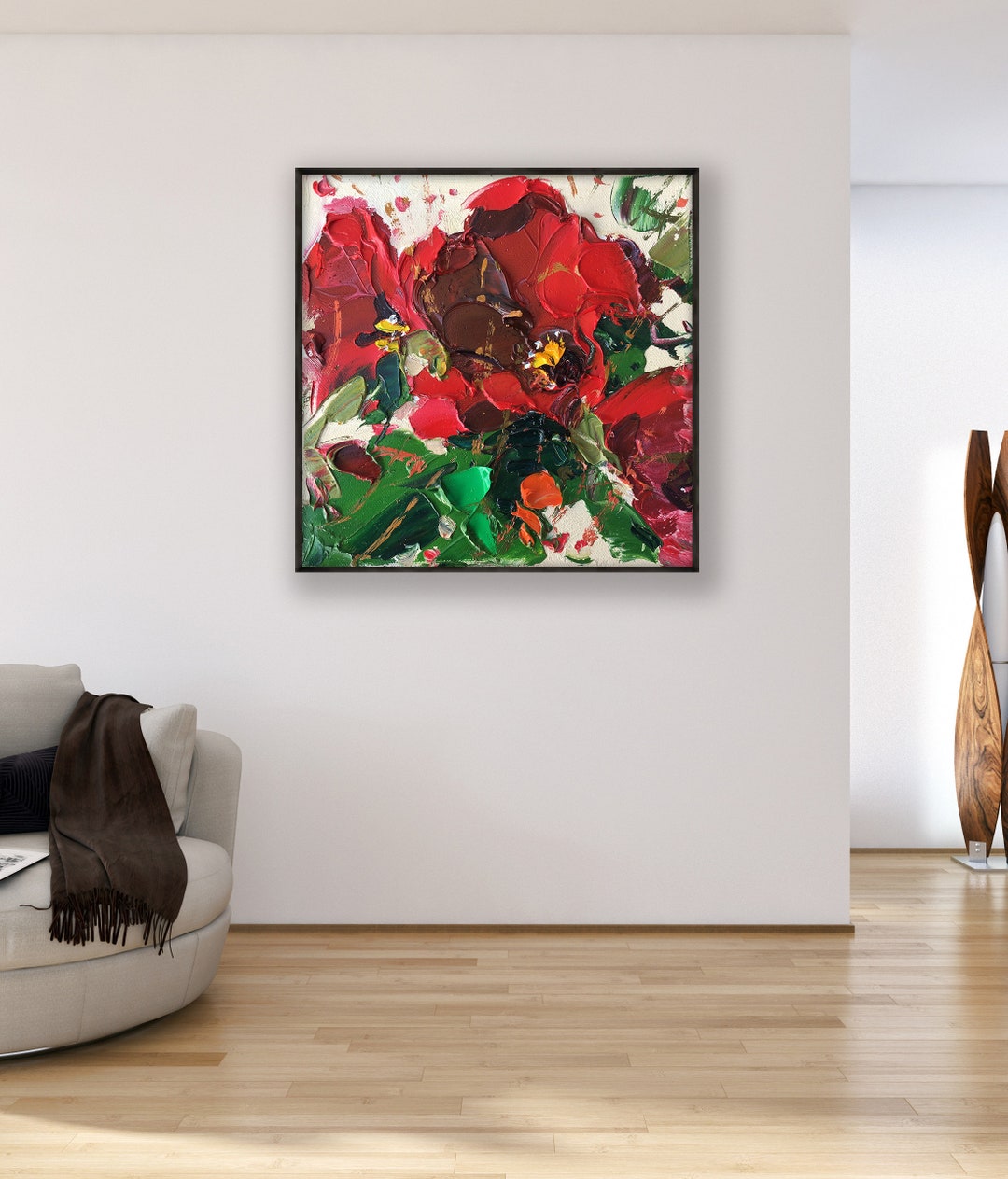 Poppies Painting on Canvas Original Art Red Flowers - Etsy