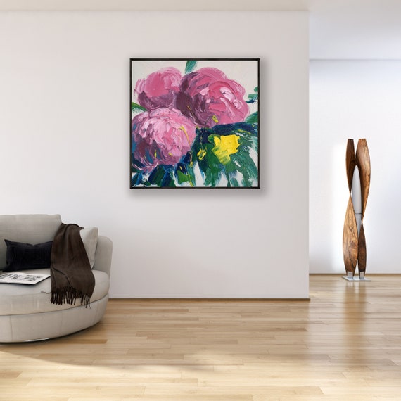 Pink Hydrangea Painting on Canvas Original Art Flowers Art | Etsy