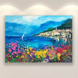 Bellagio Wand Kunst, Leinwand Druck, Italien Druck, Comer See, Wand Kunst Druck, Wohnzimmer Wand Kunst, Wand Deko, Geschenk
