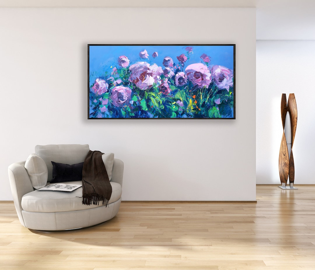 Flowers Painting on Canvas, Oil Painting Original, Modern Textured