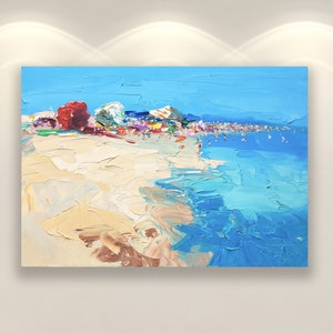 Beach Scene Print on Canvas or Paper, Modern Coastal Wall Art for Living Room, Home Decor and Unique Gift