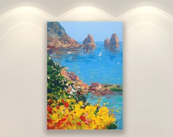 Capri Italy Art Prints, Original Art, Seascape Wall Art, Canvas Art, Sea Wall Art Prints, Kitchen Wall Art, Large Wall Art