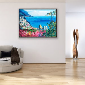 Positano Painting on Canvas, Original Artwork, Amalfi Coast Art, Italy Painting, Living Room Wall Art, Large Wall Art, Anniversary Gift image 4