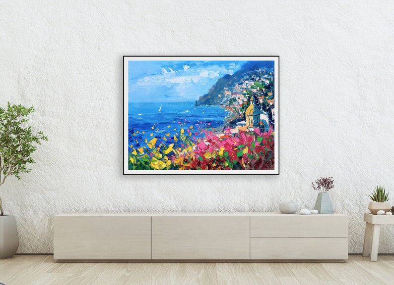 Positano Art Prints, Canvas Art, Seascape Prints, Italy Prints, Impressionist Art, Living Room Wall Art, Large Wall Art, Original Art image 2