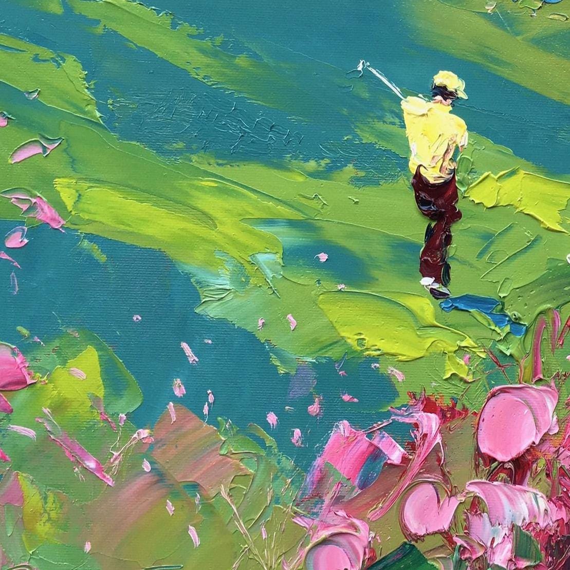 Original Golf Oil Painting on Canvas, Sports Landscape Wall Art