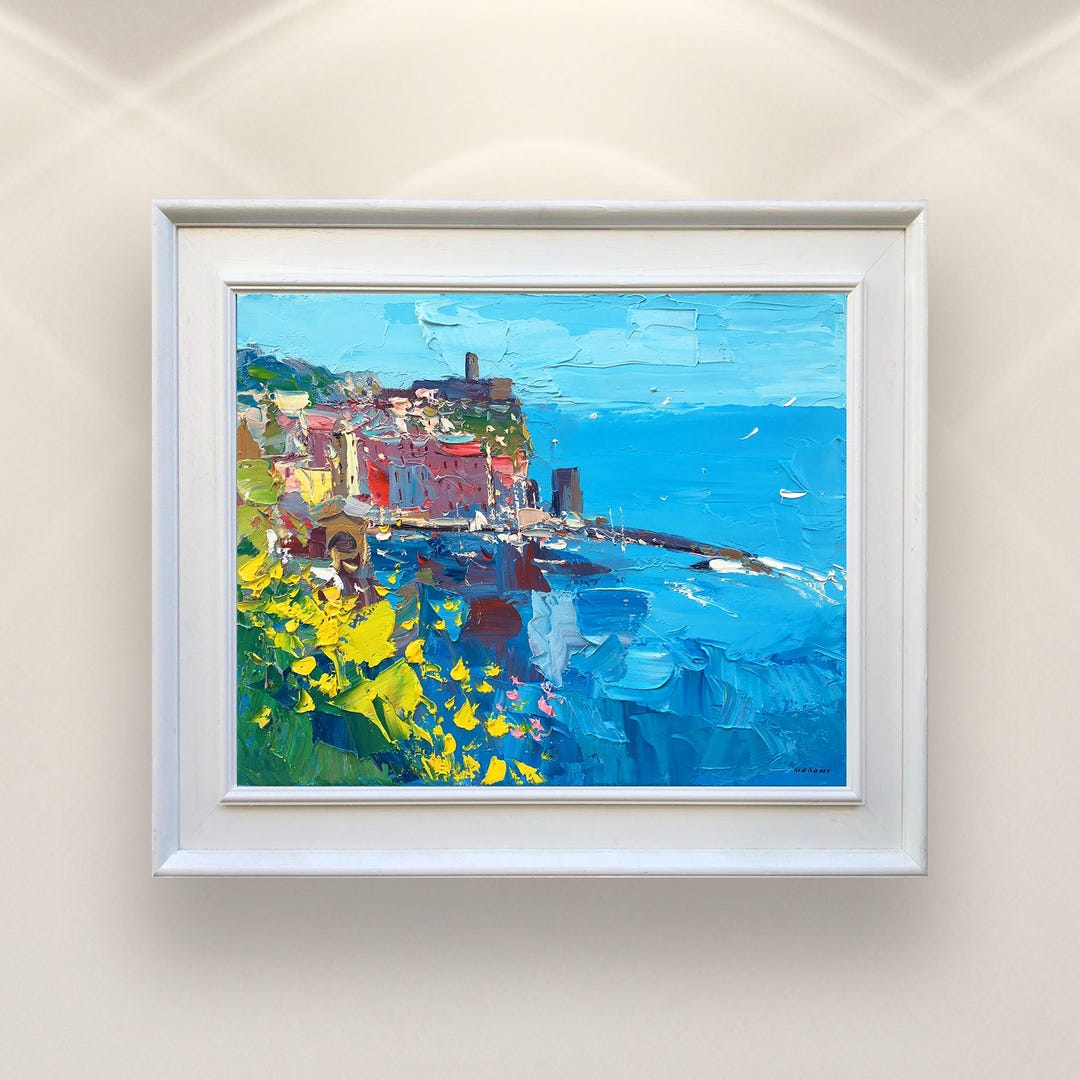 Vernazza Cinque Terre Painting, Original Modern Italy Wall Art for ...