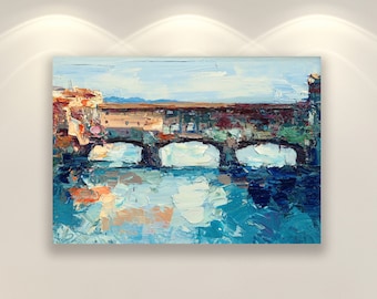 Ponte Vecchio, Ponte di Firenze, Stampe d'arte da parete, Arte da parete in Italia, Arte su tela, Arte del paesaggio, Arte da parete della cucina, Decorazione da parete, Regalo Toscana