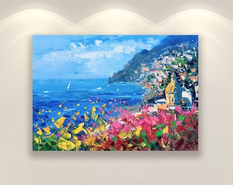 Positano Art Prints, Canvas Art, Seascape Prints, Italy Prints, Impressionist Art, Living Room Wall Art, Large Wall Art, Original Art