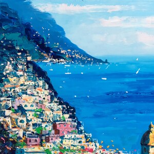 Positano Painting on Canvas, Original Artwork, Amalfi Coast Art, Italy Painting, Living Room Wall Art, Large Wall Art, Anniversary Gift image 7