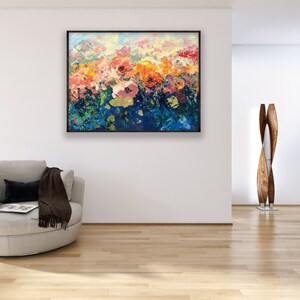 Flowers Painting on Canvas, Original Painting, Rose Painting, Floral Wall Art, Modern Wall Art, Wall Decor Living Room, Large Wall Art image 4