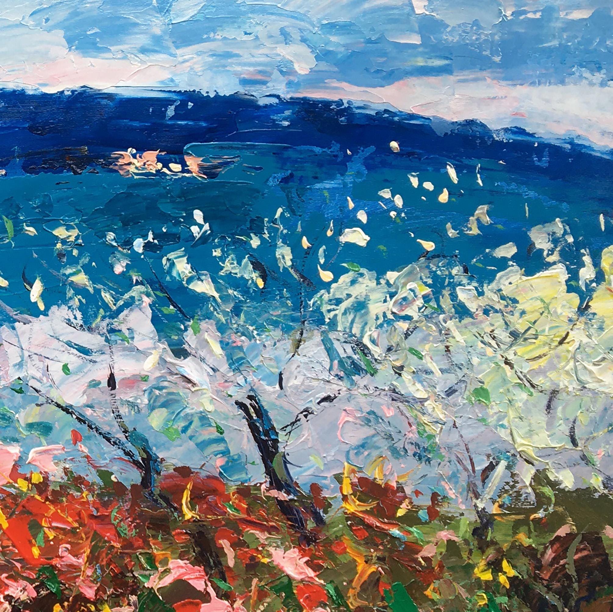 トスカーナの風景油絵：イタリア印象派のテクスチャキャンバス壁アート