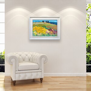 Peinture de paysage sur toile, peinture originale, peinture abstraite, art italien, art moderne, art mural de chambre à coucher, décoration d'intérieur, texturé image 3